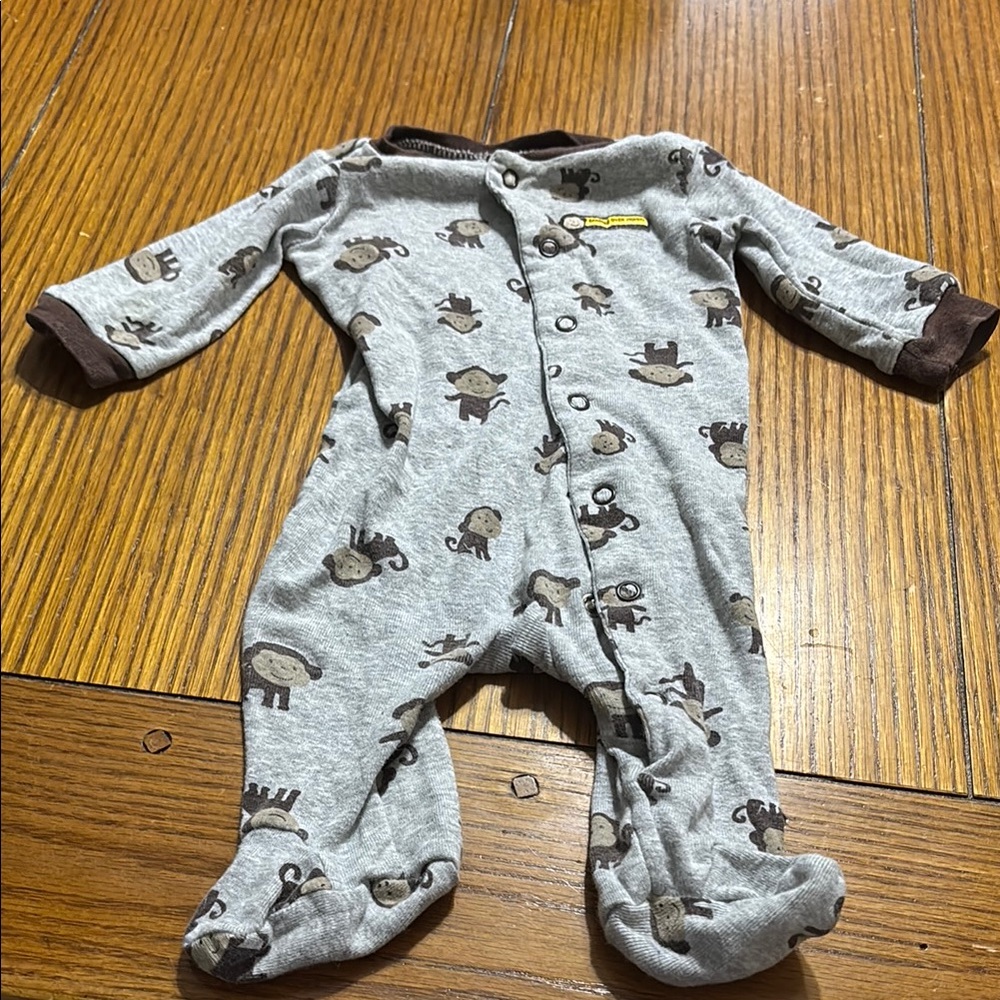 Gray Monkey Print Kids One Piece